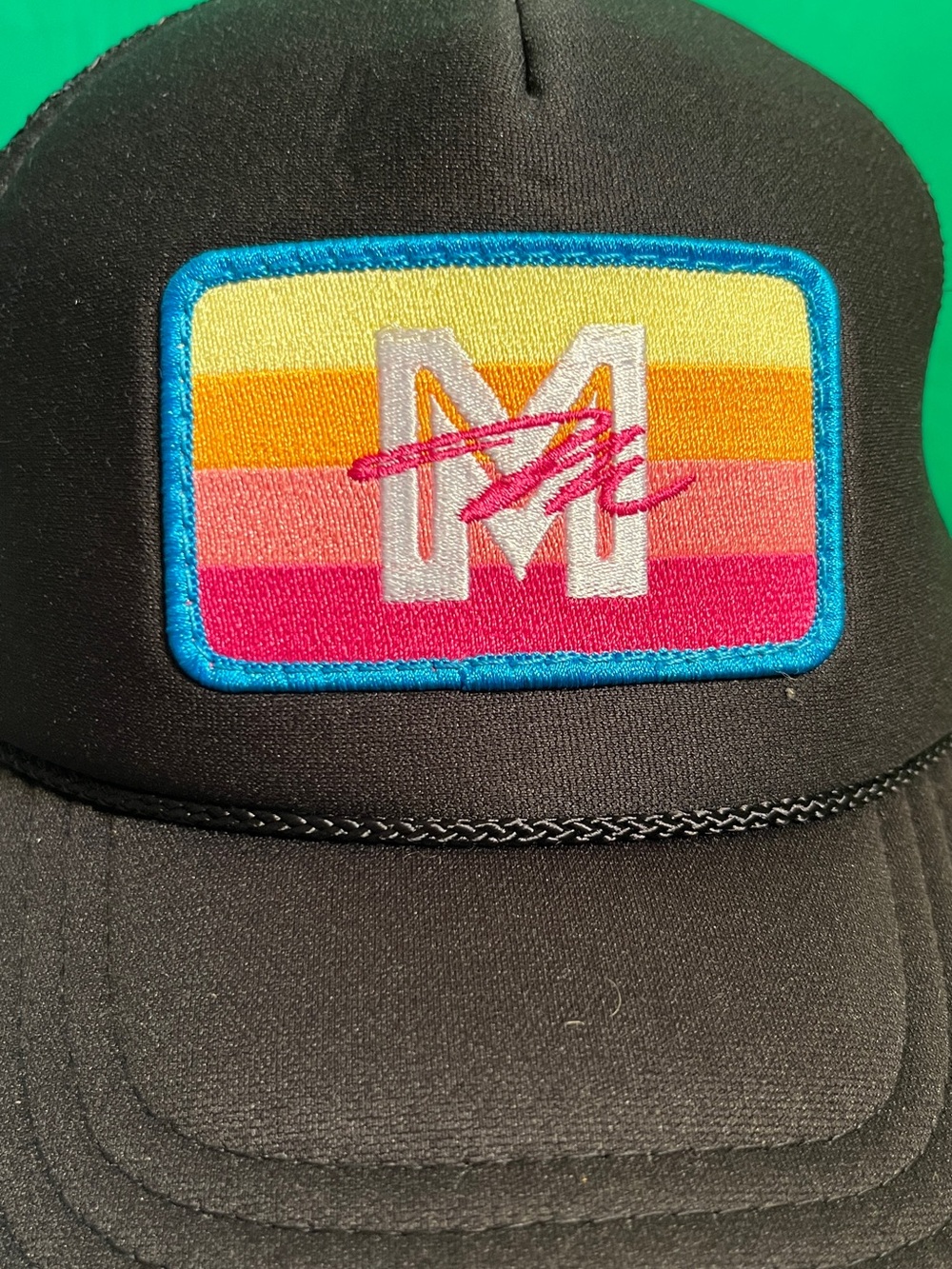 Vintage MTV Black Trucker Hat with Rainbow Patch